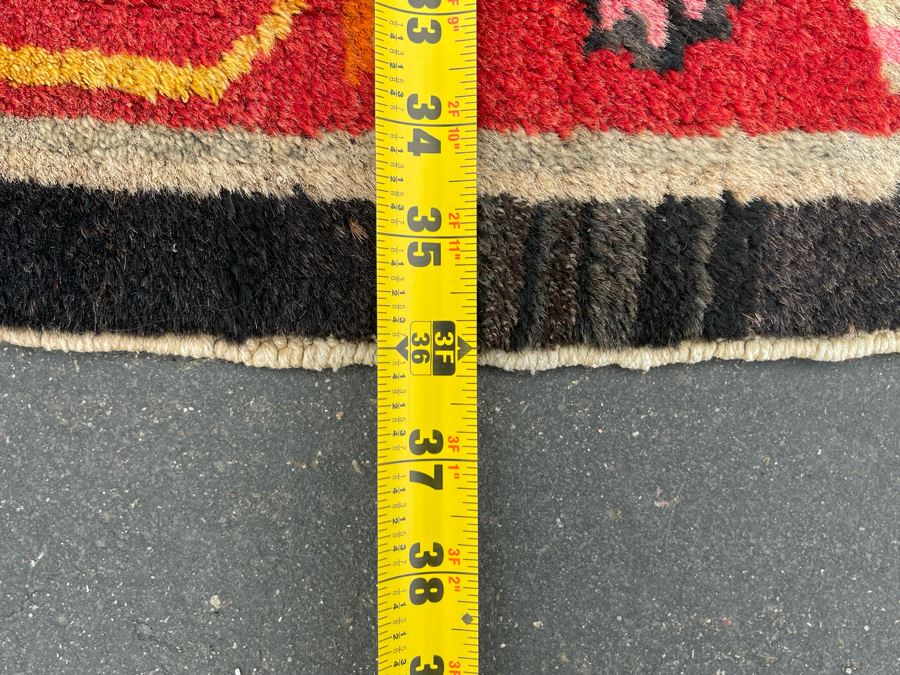 Vintage Hand Knotted Asian Wool Area Rug 71 X 36 [Photo 14]