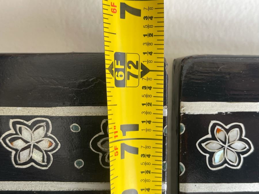 Impressive Japanese 4-Panel Hand Painted Wooden Screen With Carved Semi-Precious Stone Applied Decorations 64W X 72H - See Photos [Photo 22]