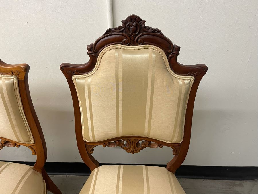 (3) Antique Upholstered Chairs 16.5 Seat Height [Photo 11]