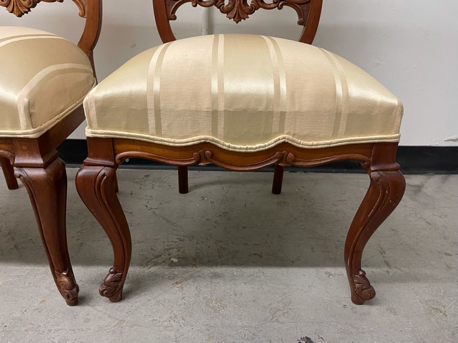 (3) Antique Upholstered Chairs 16.5 Seat Height [Photo 12]