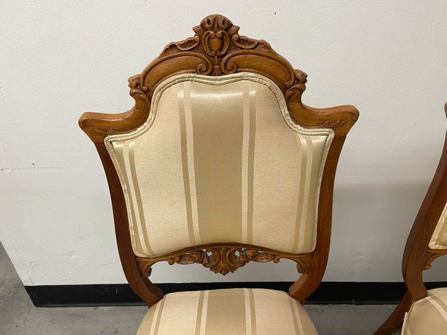 (3) Antique Upholstered Chairs 16.5 Seat Height [Photo 8]