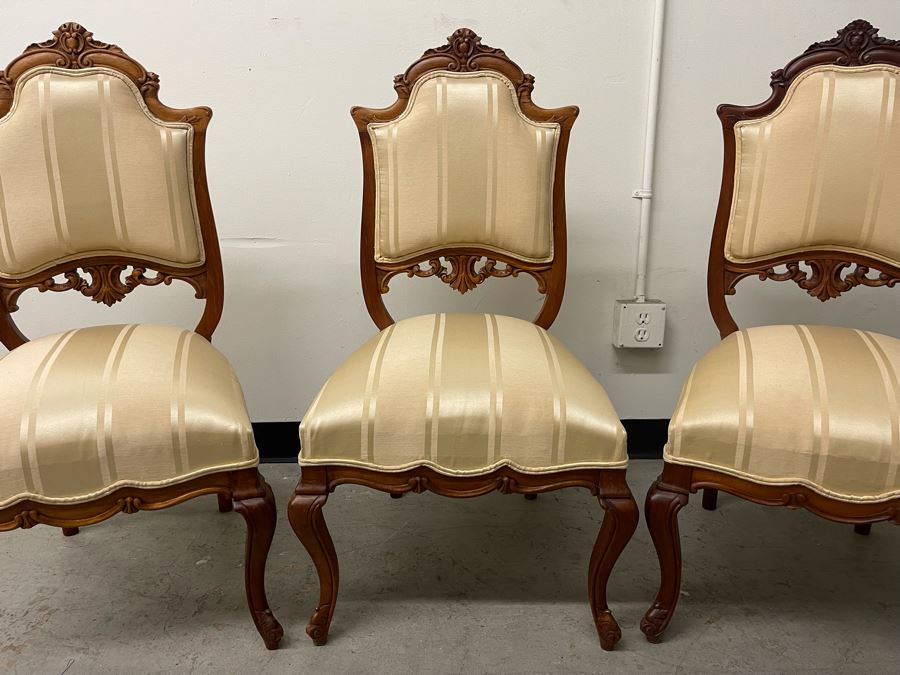 (3) Antique Upholstered Chairs 16.5 Seat Height [Photo 6]