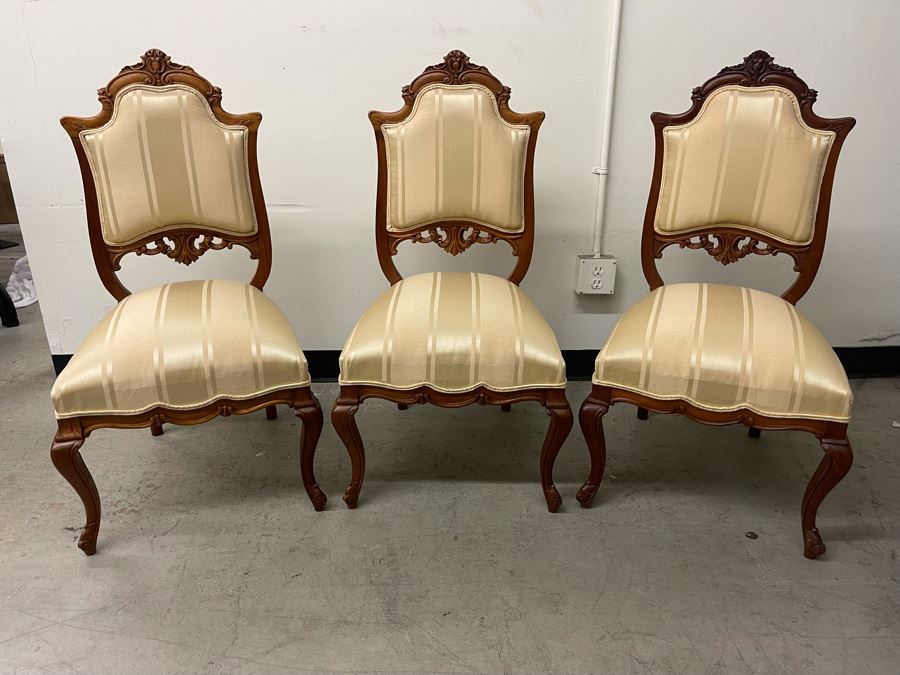 (3) Antique Upholstered Chairs 16.5 Seat Height [Photo 2]