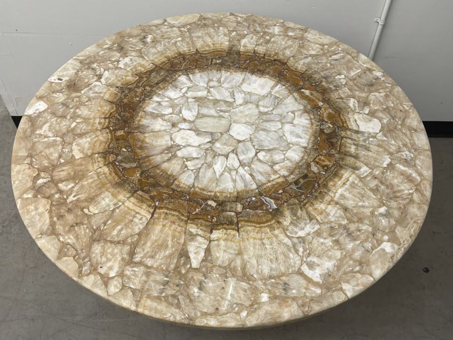 Impressive Stone Art Table With Metal Base 43R X 28H [Photo 7]
