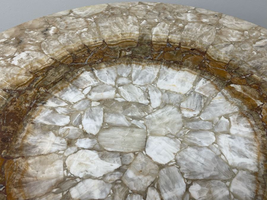 Impressive Stone Art Table With Metal Base 43R X 28H [Photo 11]