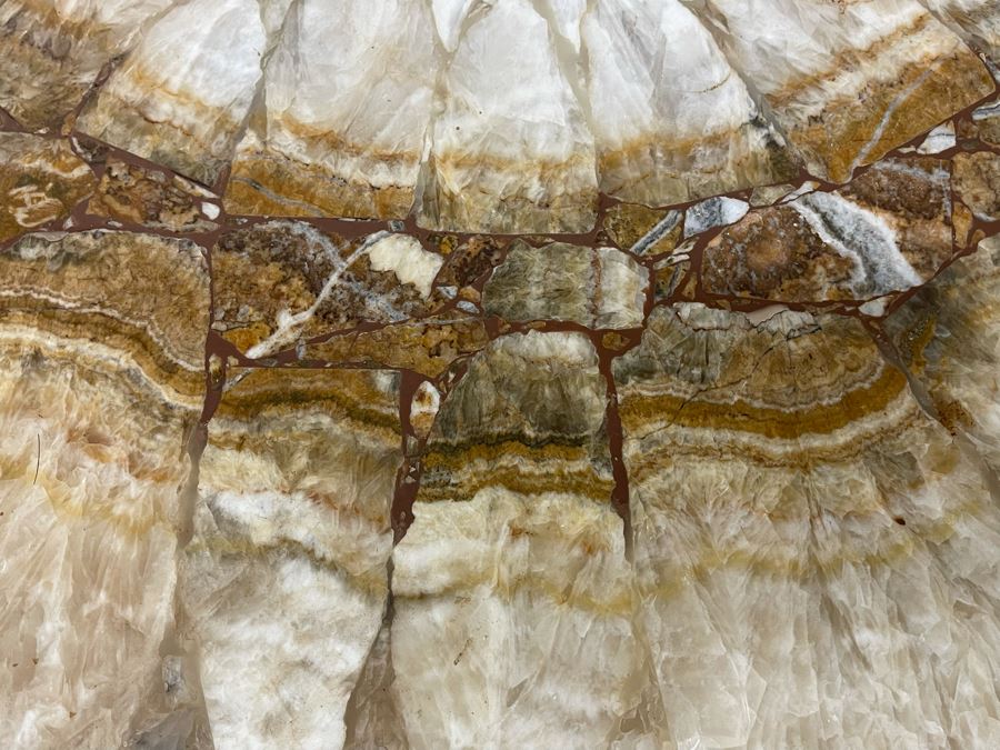 Impressive Stone Art Table With Metal Base 43R X 28H [Photo 9]