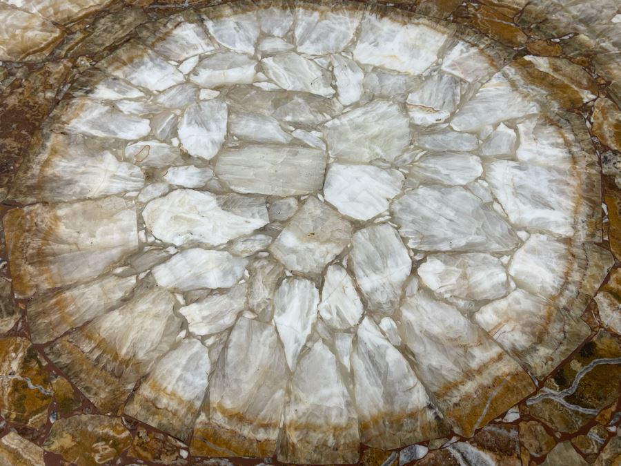 Impressive Stone Art Table With Metal Base 43R X 28H [Photo 10]