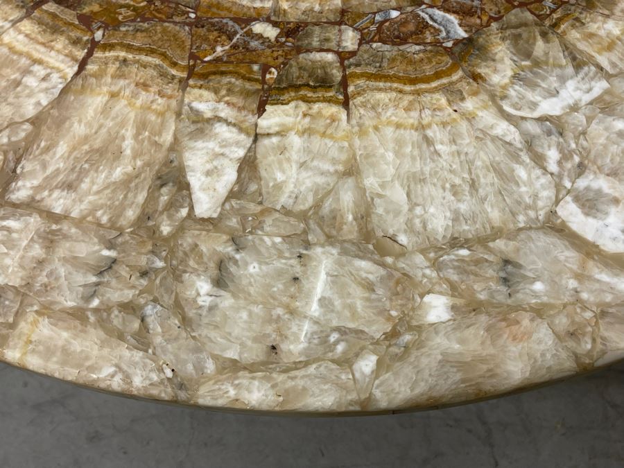 Impressive Stone Art Table With Metal Base 43R X 28H [Photo 8]