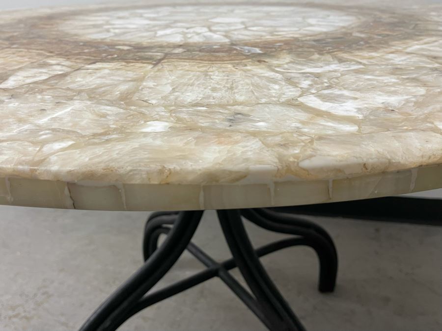 Impressive Stone Art Table With Metal Base 43R X 28H [Photo 12]