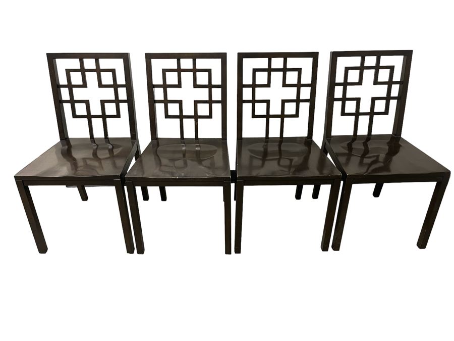 Set Of Four West Elm Overlapping Square Modernist Wooden Dining Chairs [Photo 1]