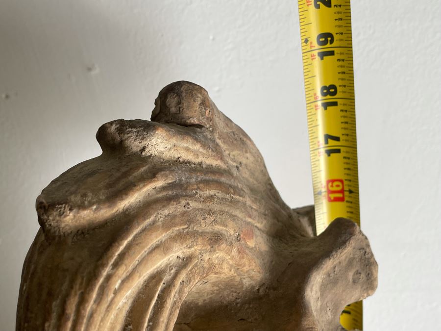 Reproduction Mayan Warrior Bust Sculpture On Wooden Base 18.5H X 8W [Photo 10]