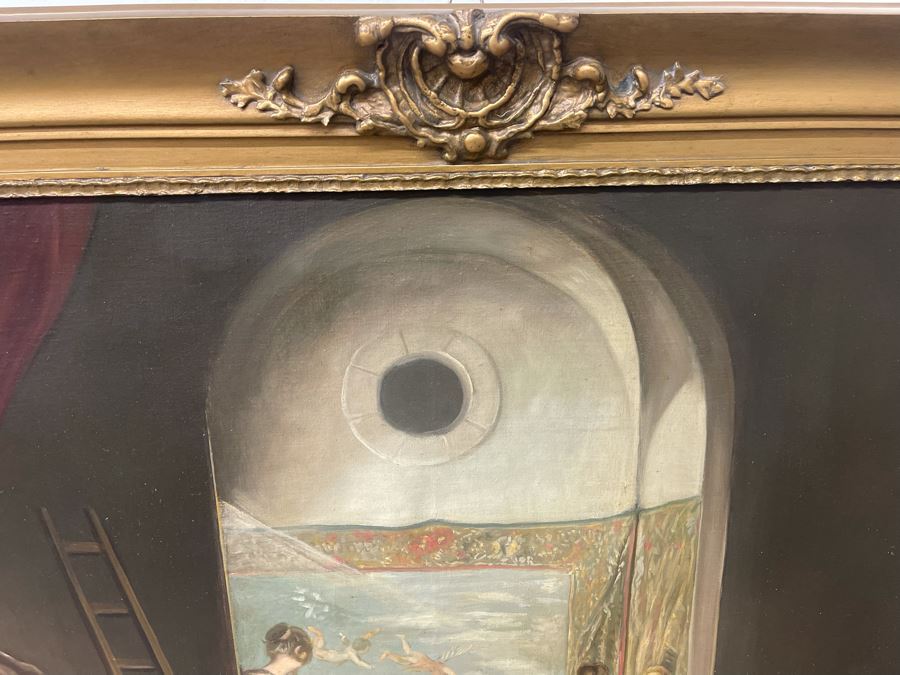 Original Painting By Antonio M. Amaya, Madrid Spain Based On 'The Fable Of Arachne, or The Spinners' By Diego Velazquez 55 X 43 Framed 65 X 52 [Photo 7]