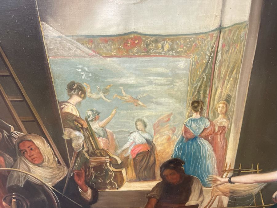 Original Painting By Antonio M. Amaya, Madrid Spain Based On 'The Fable Of Arachne, or The Spinners' By Diego Velazquez 55 X 43 Framed 65 X 52 [Photo 8]