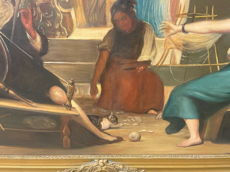 Original Painting By Antonio M. Amaya, Madrid Spain Based On 'The Fable Of Arachne, or The Spinners' By Diego Velazquez 55 X 43 Framed 65 X 52 [Photo 10]