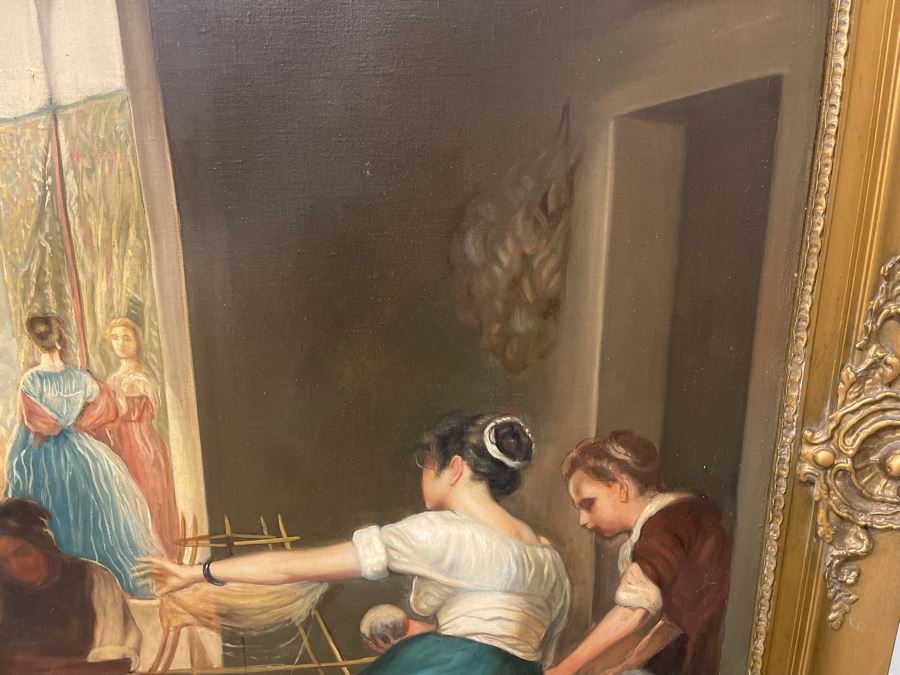 Original Painting By Antonio M. Amaya, Madrid Spain Based On 'The Fable Of Arachne, or The Spinners' By Diego Velazquez 55 X 43 Framed 65 X 52 [Photo 12]