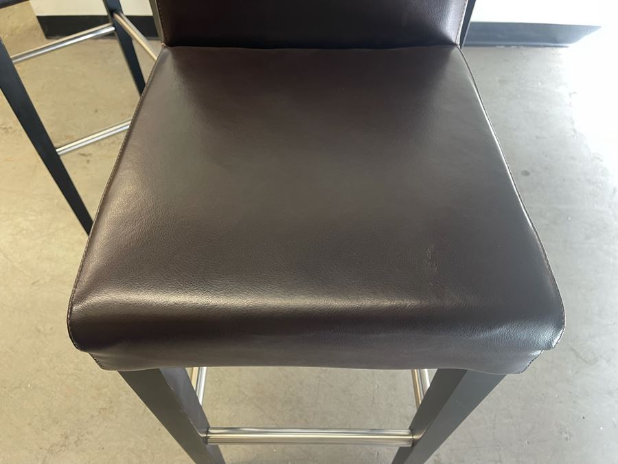 Chrome Base Bar Height Table 32R X 43H With Glass Top And Four Bar Height Chairs  [Photo 12]