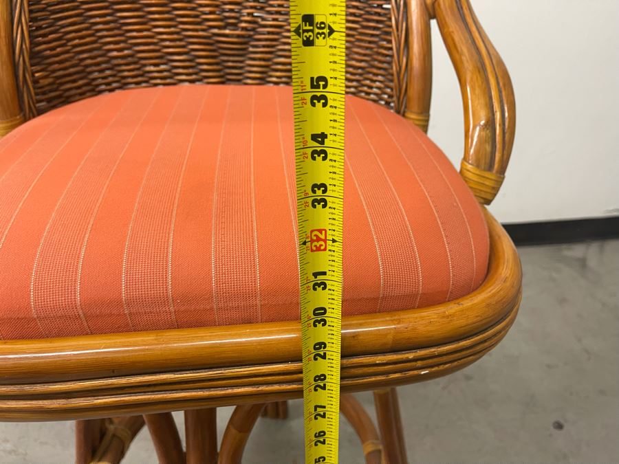 Pair Of Rattan Swivel Bar Stool 31'H Seat Height [Photo 7]