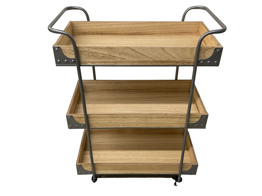 Wood And Metal Cart With Casters 25W X 13D X 32H [Photo 1]