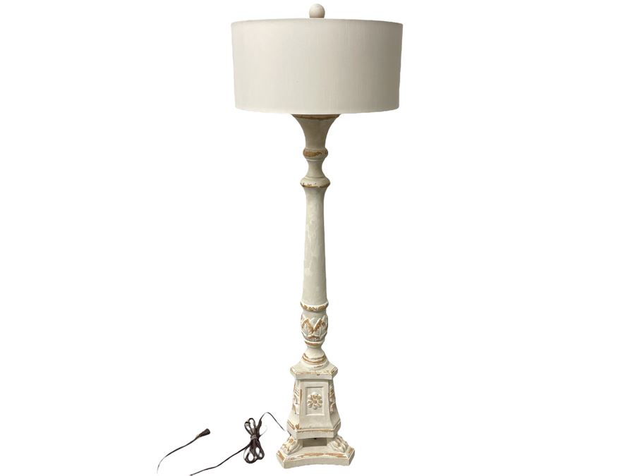 Painted Wooden Floor Lamp 63H