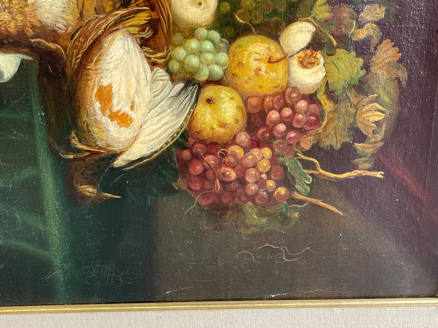 Original Still Life Painting On Canvas 24 X 32 Framed 33.5 X 41.5 Artist Unknown [Photo 5]