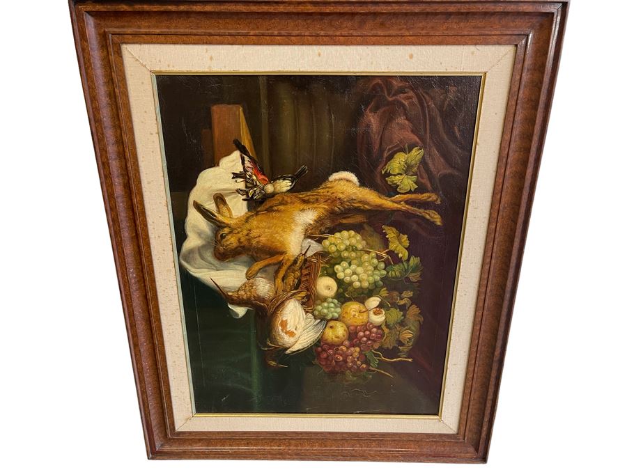 Original Still Life Painting On Canvas 24 X 32 Framed 33.5 X 41.5 Artist Unknown [Photo 2]