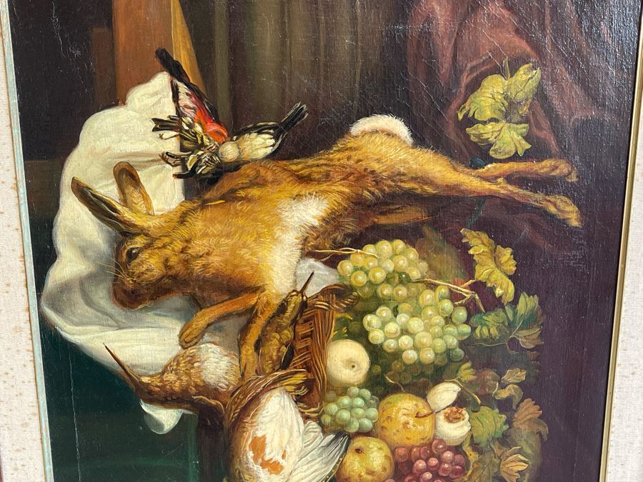 Original Still Life Painting On Canvas 24 X 32 Framed 33.5 X 41.5 Artist Unknown [Photo 4]