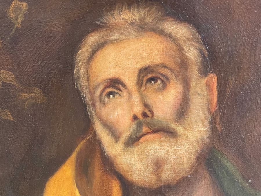 Original Painting On Canvas By Antonio M. Amaya Madrid Spain After The Painting 'The Tears Of Saint Peter' By El Greco 28 X 36 Framed 36 X 44 [Photo 7]