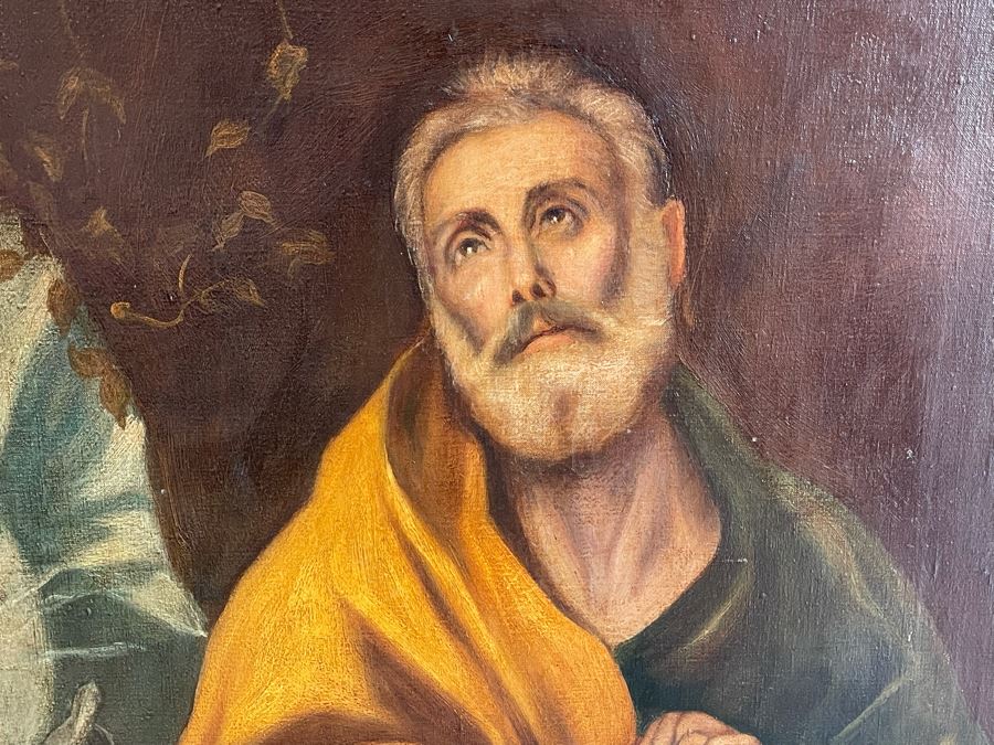 Original Painting On Canvas By Antonio M. Amaya Madrid Spain After The Painting 'The Tears Of Saint Peter' By El Greco 28 X 36 Framed 36 X 44 [Photo 2]