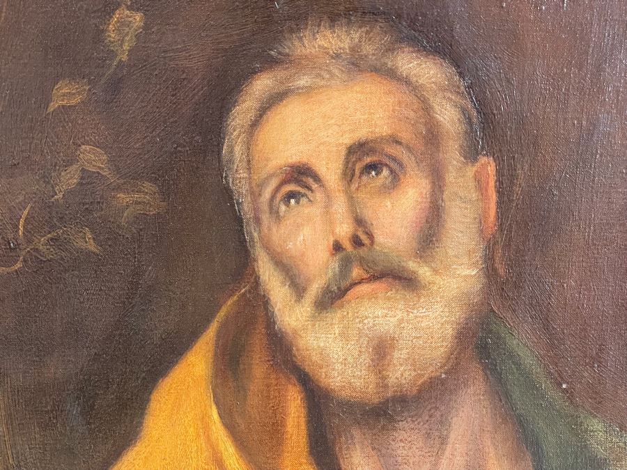Original Painting On Canvas By Antonio M. Amaya Madrid Spain After The Painting 'The Tears Of Saint Peter' By El Greco 28 X 36 Framed 36 X 44 [Photo 5]