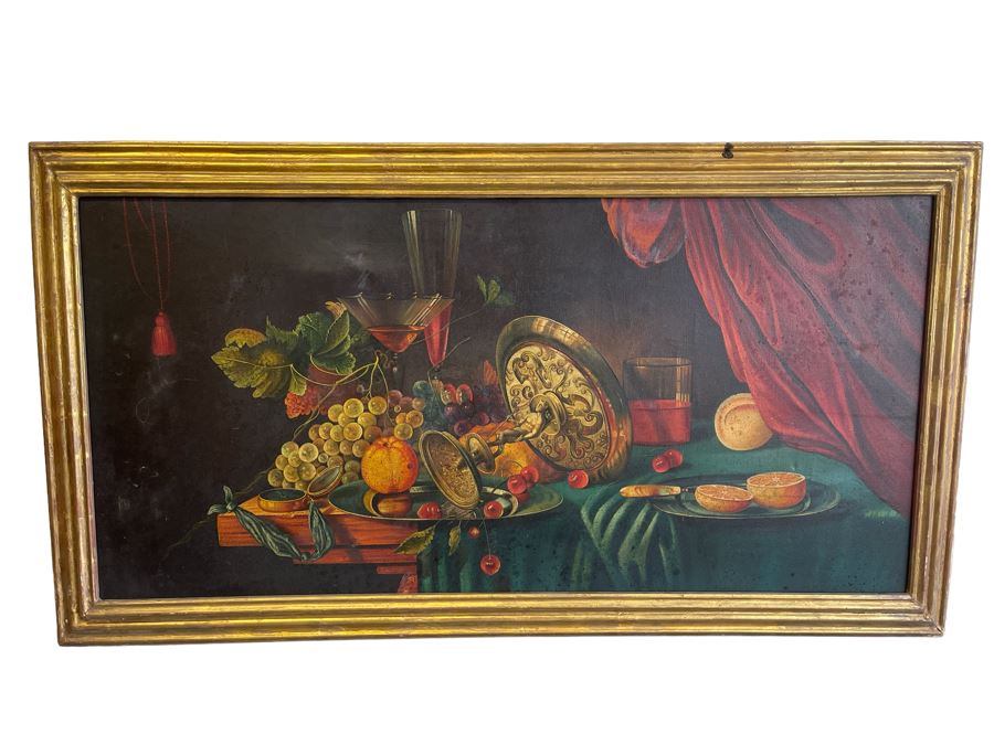 Original Still Life Painting On Canvas 47 X 24 Framed 52 X 28