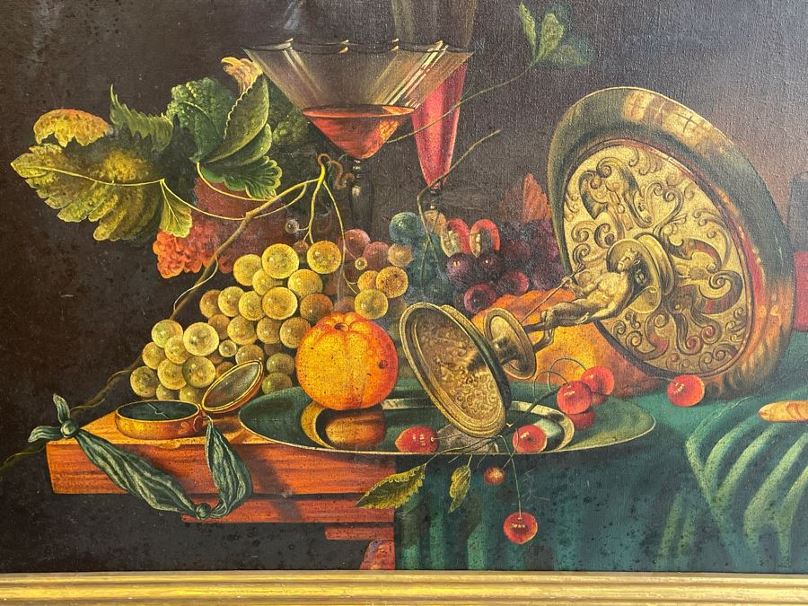 Original Still Life Painting On Canvas 47 X 24 Framed 52 X 28 [Photo 3]