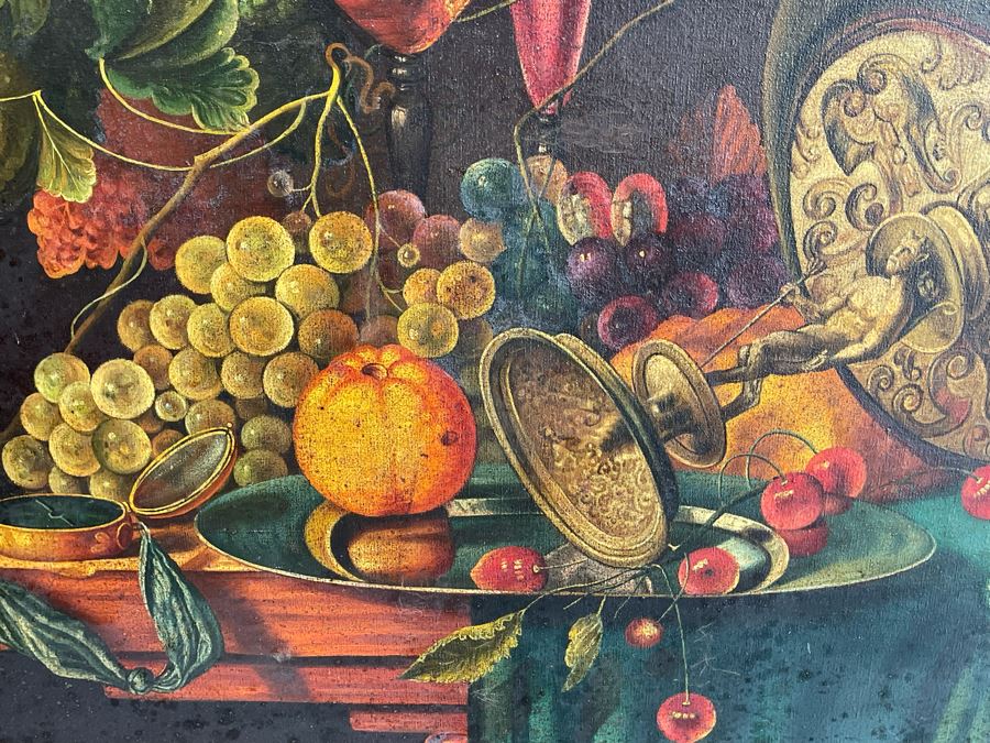 Original Still Life Painting On Canvas 47 X 24 Framed 52 X 28 [Photo 5]