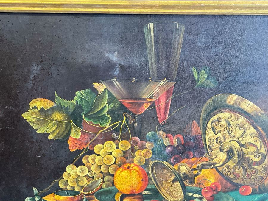 Original Still Life Painting On Canvas 47 X 24 Framed 52 X 28 [Photo 7]