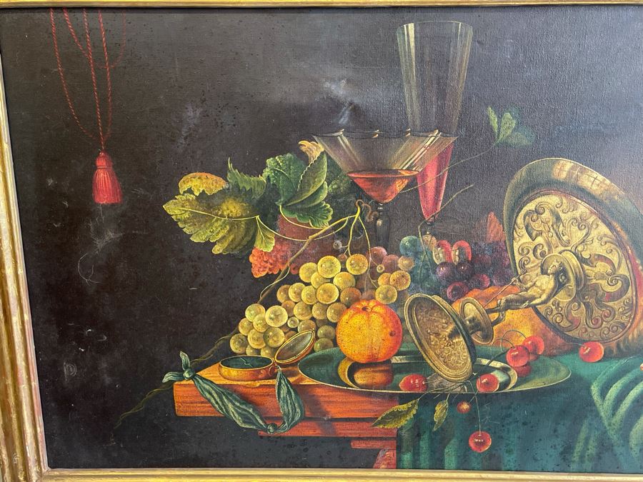 Original Still Life Painting On Canvas 47 X 24 Framed 52 X 28 [Photo 2]