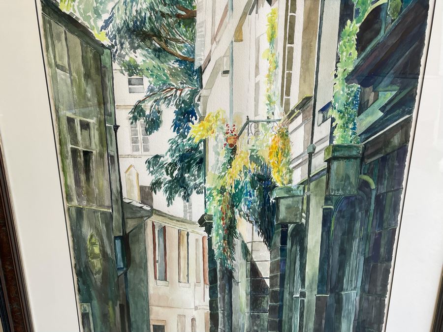 Original Watercolor Painting By Toni Linowitz Titled 'Green Street' 22 X 31 Framed 33 X 42 [Photo 4]