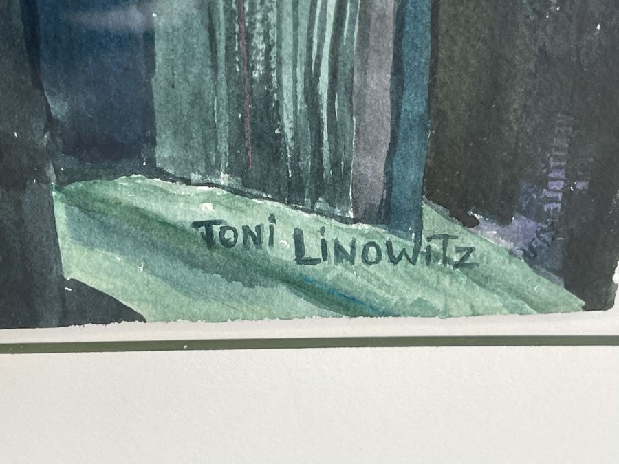 Original Watercolor Painting By Toni Linowitz Titled 'Green Street' 22 X 31 Framed 33 X 42 [Photo 7]