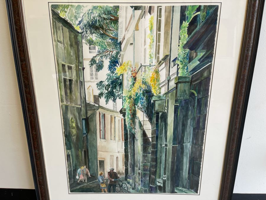 Original Watercolor Painting By Toni Linowitz Titled 'Green Street' 22 X 31 Framed 33 X 42 [Photo 2]