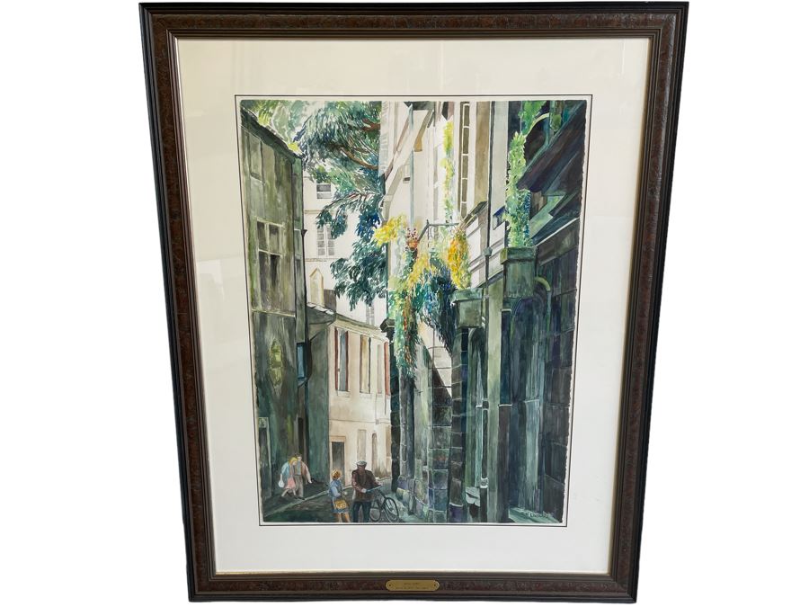 Original Watercolor Painting By Toni Linowitz Titled 'Green Street' 22 X 31 Framed 33 X 42