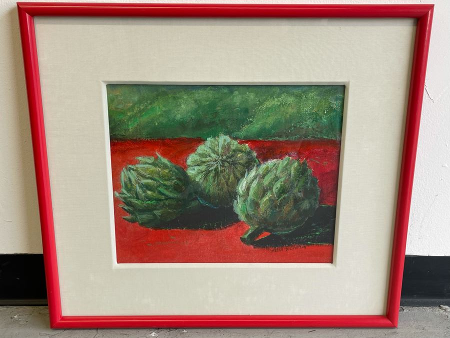 Original Painting Of Artichokes By Zella Dickinson 14 X 12 Framed 23 X 20 [Photo 3]