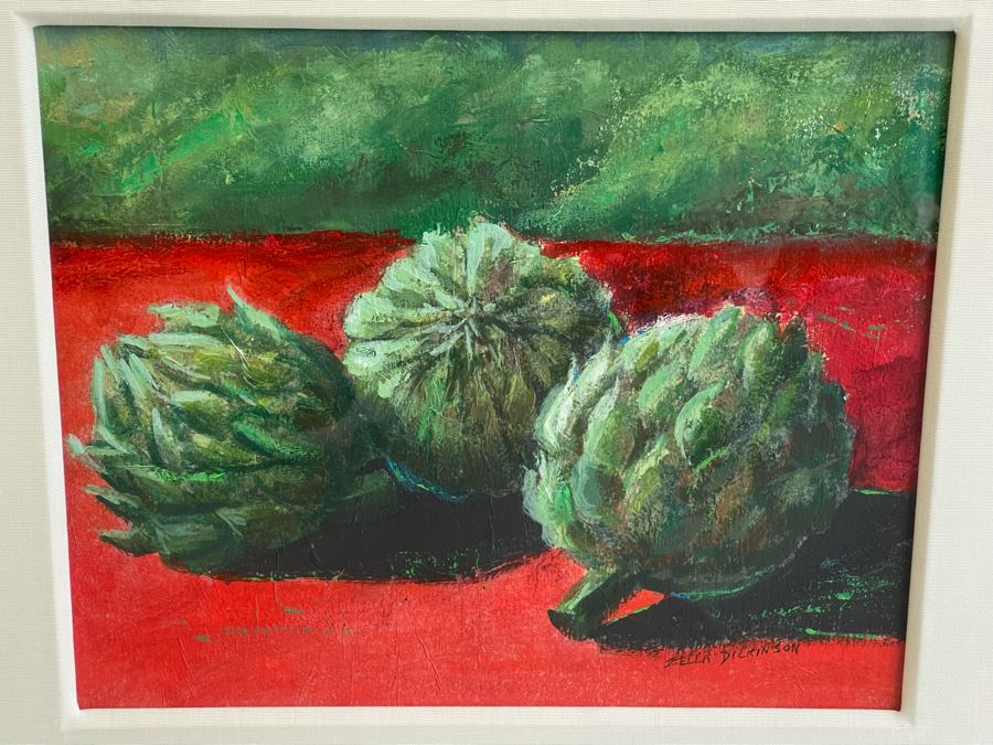 Original Painting Of Artichokes By Zella Dickinson 14 X 12 Framed 23 X 20 [Photo 1]