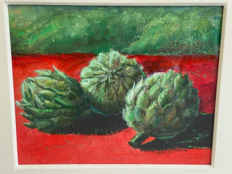 Original Painting Of Artichokes By Zella Dickinson 14 X 12 Framed 23 X 20 [Photo 4]