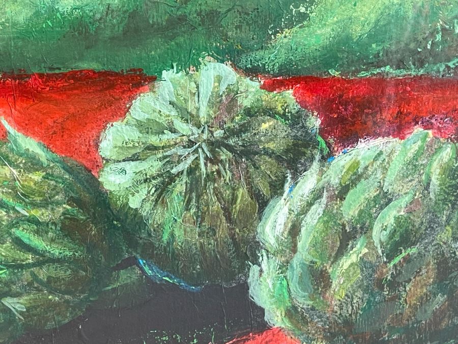 Original Painting Of Artichokes By Zella Dickinson 14 X 12 Framed 23 X 20 [Photo 5]