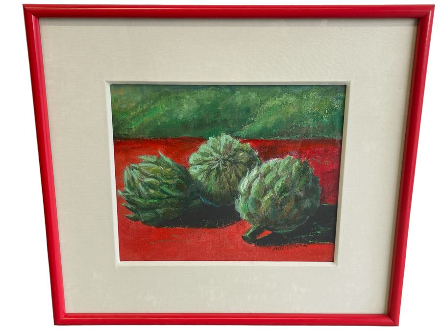 Original Painting Of Artichokes By Zella Dickinson 14 X 12 Framed 23 X 20 [Photo 2]