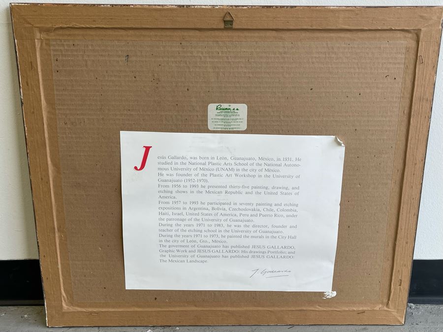 Jesus Gallardo Limited Edition Etching 15.5 X 12 Framed [Photo 11]