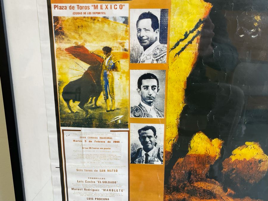 Vintage 2006 Bullfighting Poster With Ticket Framed 28 X 40.5 [Photo 5]