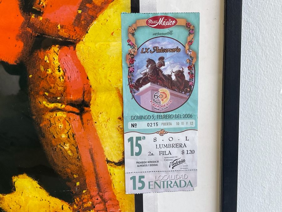 Vintage 2006 Bullfighting Poster With Ticket Framed 28 X 40.5 [Photo 7]