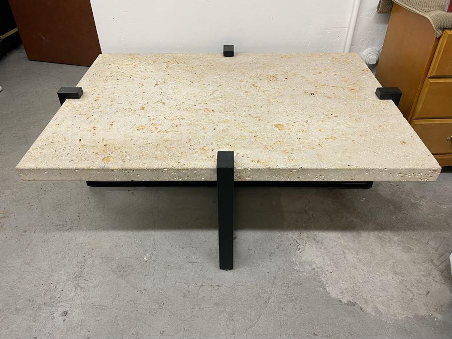 Metal Base With Concrete Top Coffee Table Possibly Kreiss Furniture 52W X 38D X 19.5H [Photo 4]