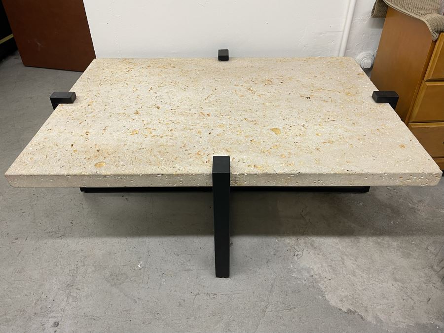 Metal Base With Concrete Top Coffee Table Possibly Kreiss Furniture 52W X 38D X 19.5H [Photo 3]