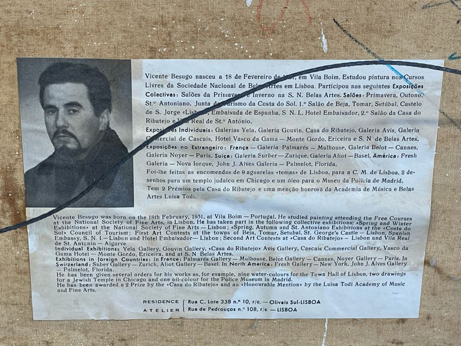 Original Vicente Besugo Portugal Impressionist Nautical Painting On Canvas 27 X 20 Framed 32 X 25 [Photo 15]