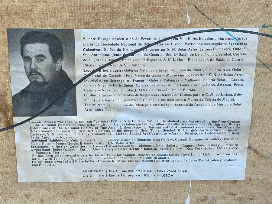 Original Vicente Besugo Portugal Impressionist Nautical Painting On Canvas 27 X 20 Framed 32 X 25 [Photo 14]